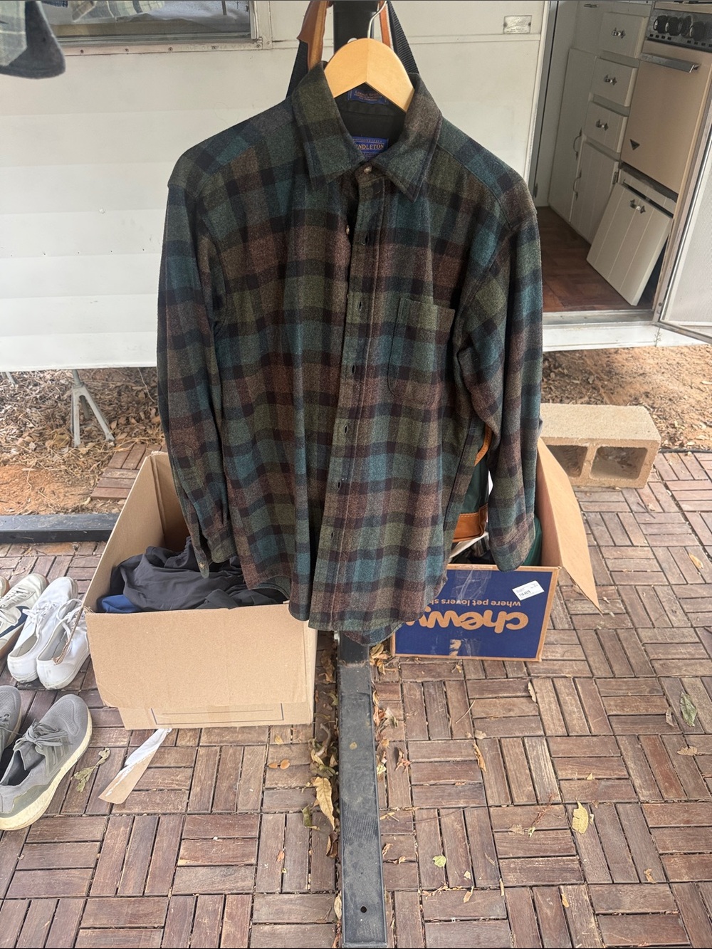 Pendleton Olive, Brown & Teal Plaid Lightweight Shirt Jacket